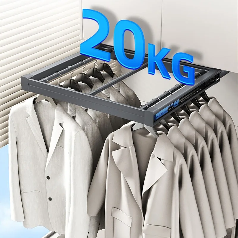 Aluminum Alloy Drying Racks Invisible Retractable Drying Rack Space Saving Clothes Hanger Silent Slide Rail Clothes Racks