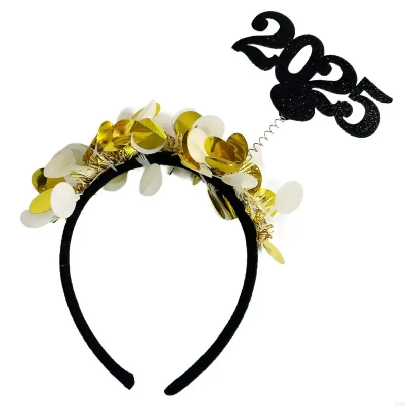 

New Year Costume Headband Glitter Stage Tinsel Headwear 2025 New Year Party Props 2025 Tinsel Headband