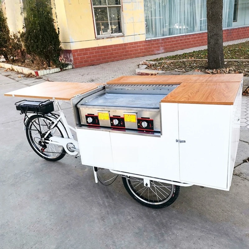 

snack truck Teppanyaki takeaway truck Night market stall Multifunctional food food Pedal tricycle