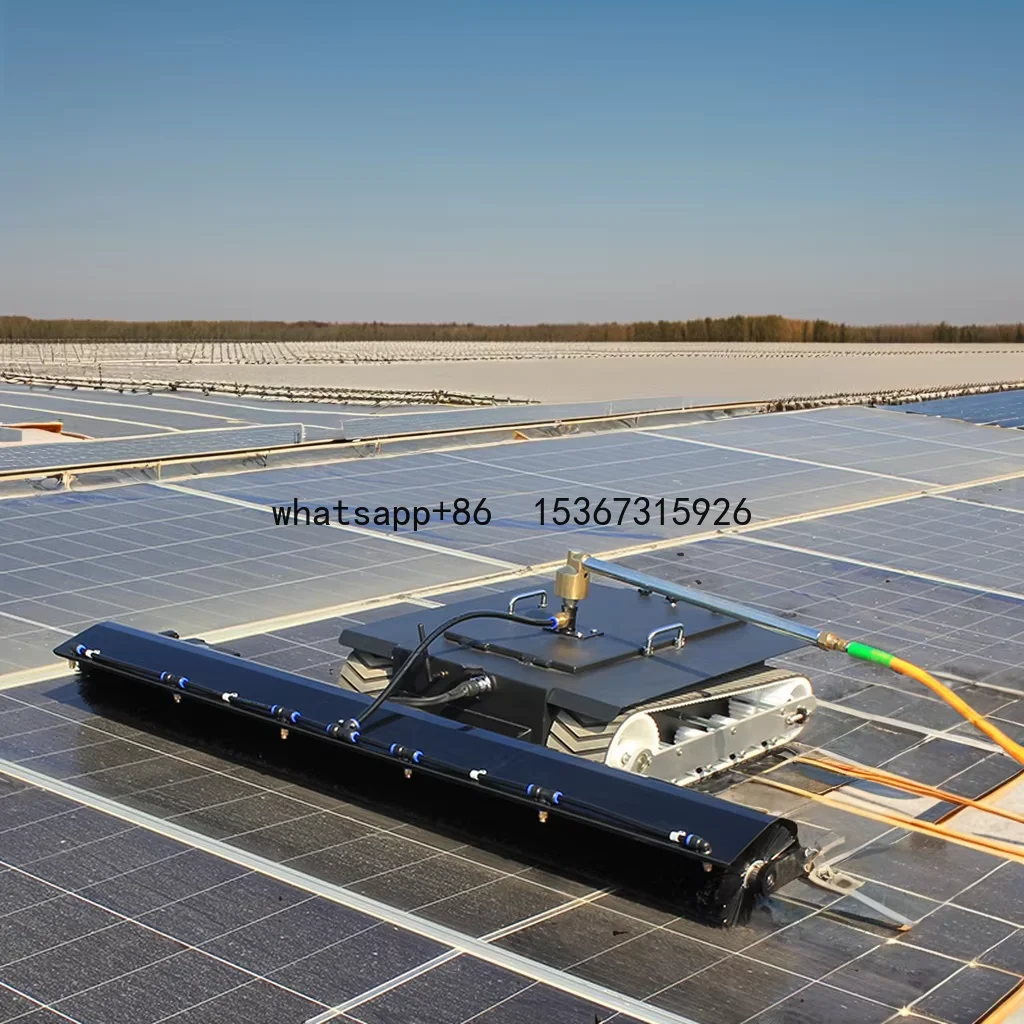 Photovoltaic Solar Panel Cleaning Robot For Sale Manufacturer,Low Price Track Water Washing Solar Panel Cleaning Robot