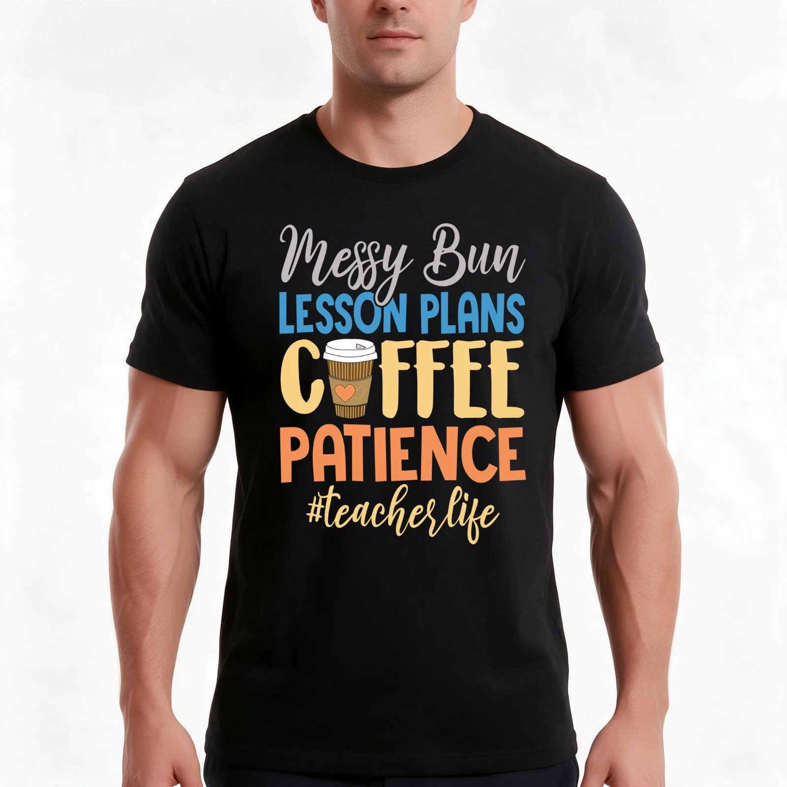 Messy Bun Lesson Plans Coffee Patience Teacher T-Shirt Summer Casual Cotton Tee Oversized Streetwear Tops Unisex Men Women