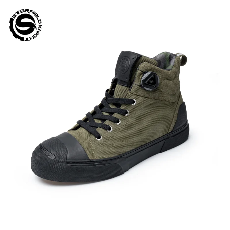 Star Field Knight Green Retro Motorcycle Riding Shoes Comfortable Breathable Hard Protection Wear-resistant Motocross Race Boots