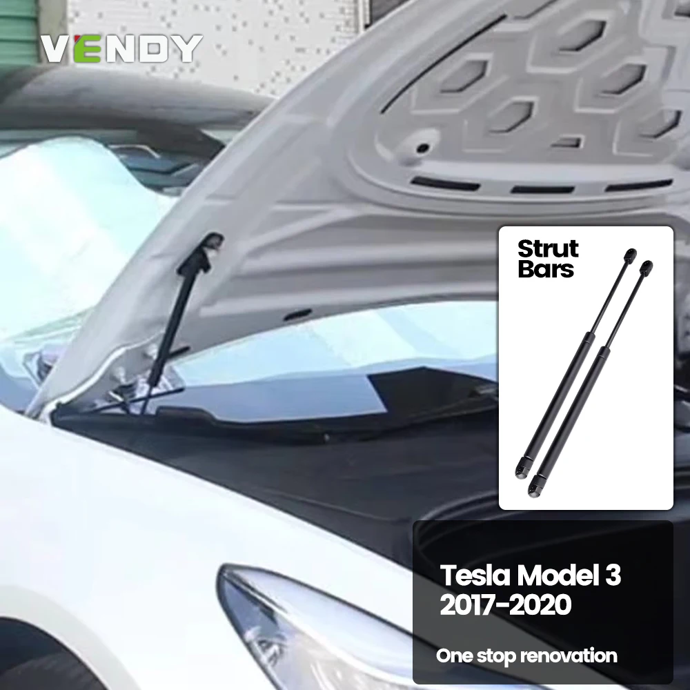 

2 шт. передняя стойка капота для Tesla Model 3 2017-2020, опорные стержни подъема, газовые пружинные демпферы, стержень крышки двигателя, аксессуары 2019