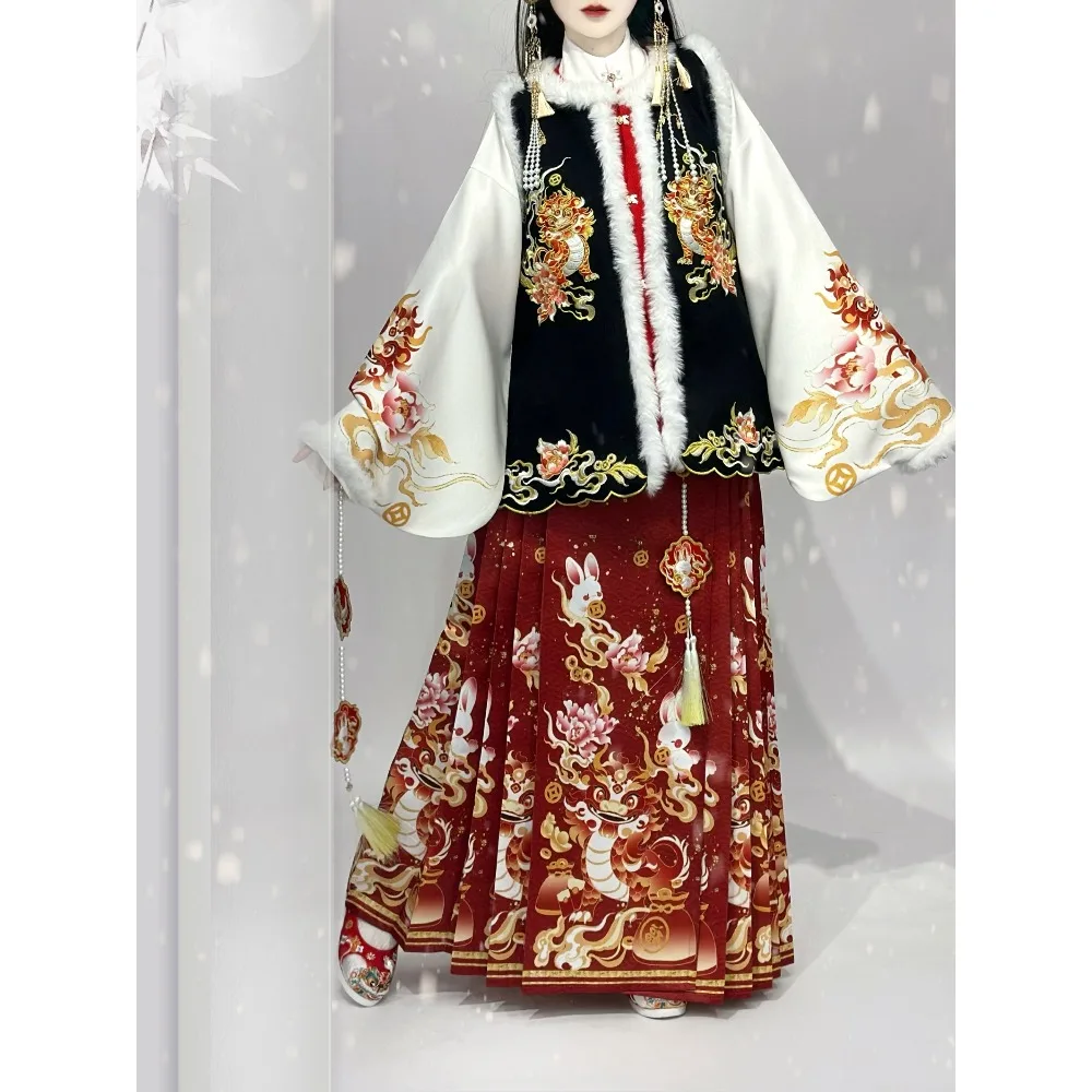 الصينية التقليدية اللباس تأثيري Hanfu النساء الملابس فستان جنية الأميرة الحصان الوجه تنورة خمر الملابس العرقية نمط عارضة