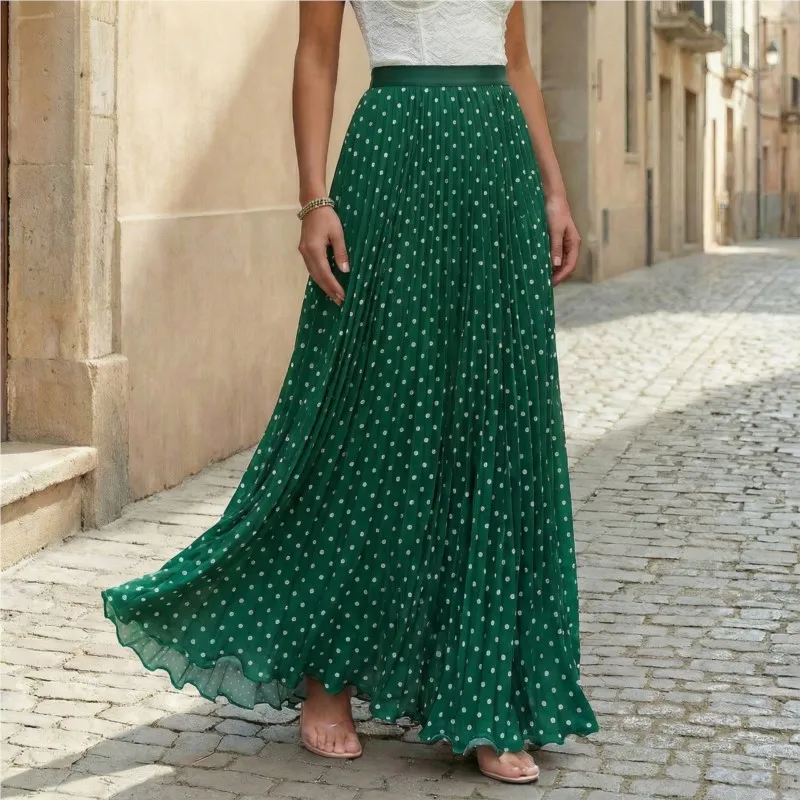 2026 New Summer Women's Skirt With Polka Dots Elegant Temperament Fashionable And Comfortable Seaside Vacation Style Niche Skirt