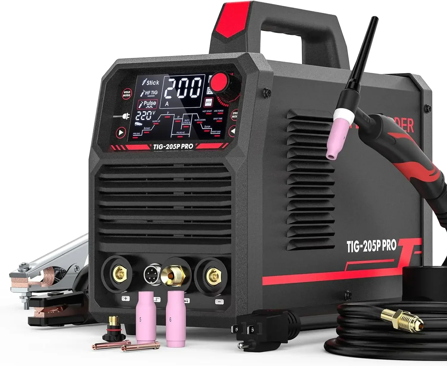 

205Amp Large LED Display, STICK/DC TIG/PULSE TIG 3 In 1, 110&220V Dual Voltage TIG Welding Machine TIG-205P USA 2024