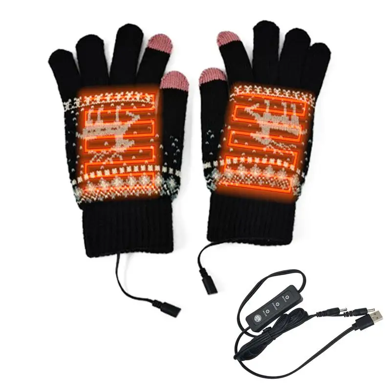 Electric Heated Gloves Touch Screen Outdoor Riding Skiing Mitten USB Heated Gloves for Backpacking Mountaineering Riding Camping