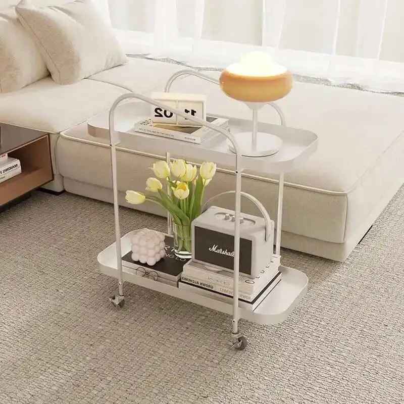 

Rectangle Table Side Minimalist Trolley Modern Metal Nordic Moving Coffee Tables With Storage Narrow Table Basse Home Furniture