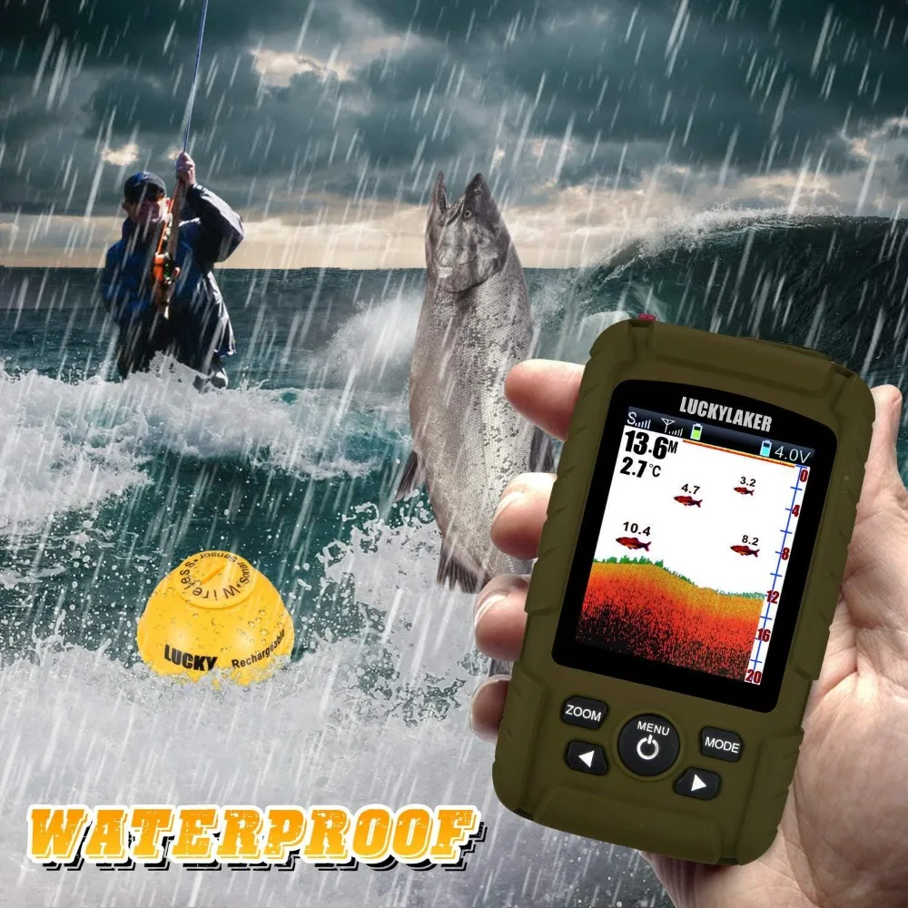 Sonar Fish Finder Boat Depth Fishing Fish Finders Waterproof Handheld Wireless Fishing Finder Kayak Transducer Depth