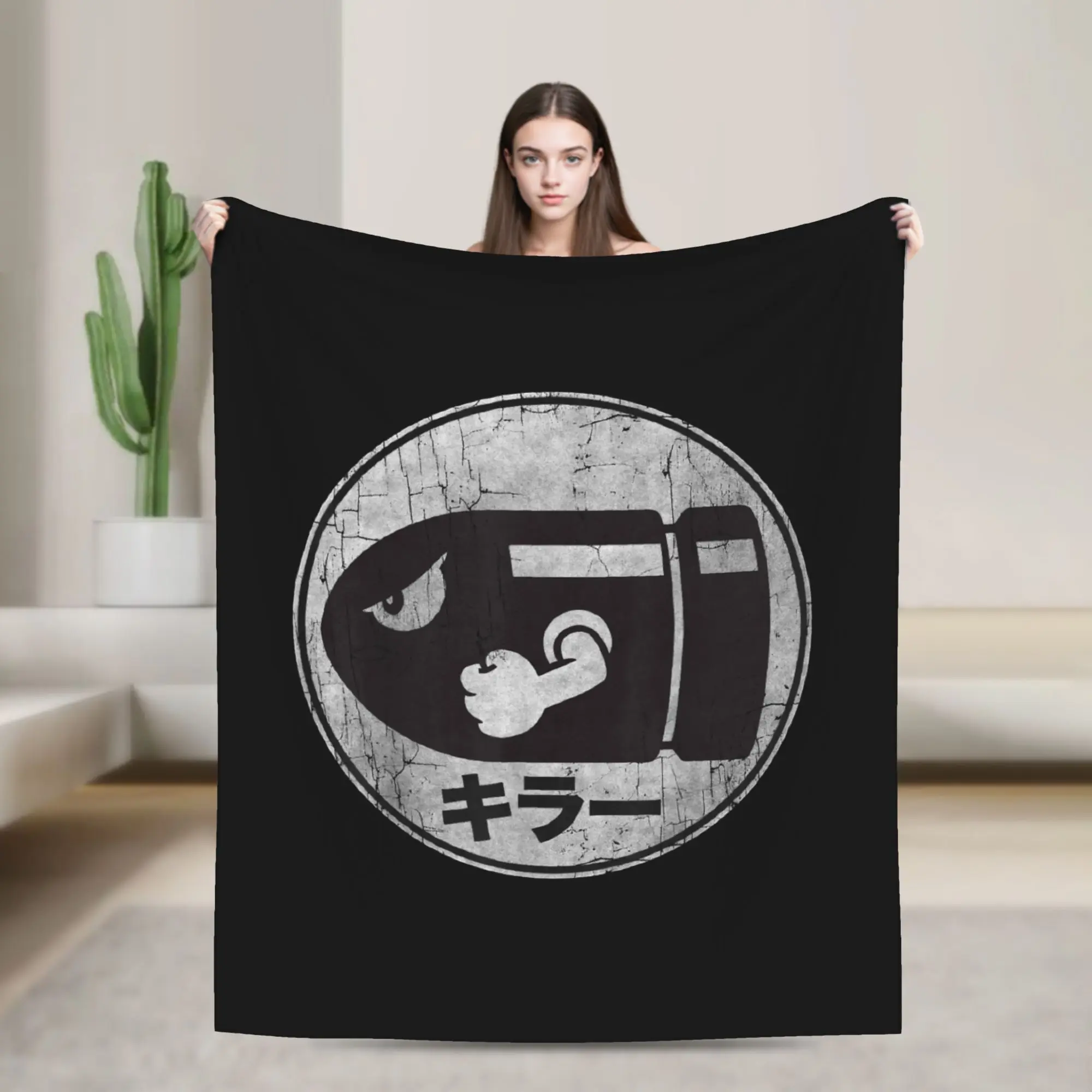 

Одеяло Super Marios Bullet Bill с логотипом Kanji, фланелевое портативное супер теплое одеяло для дивана, дивана, плюшевое тонкое одеяло