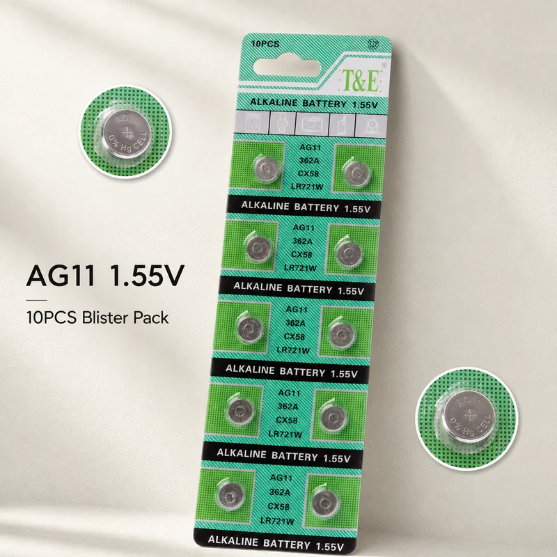 10PCS AG11 LR721 362 SR721 162 1.55V Alkaline Button Coin Cell Batteries for Watch Remote Control