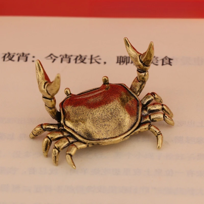 Brass Weightlifting Crab Ornament New Solid Windfall General Home Office Tea Pet Tea Table Cover Copper Handicrafts