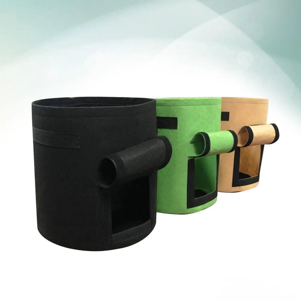 

3Pcs Planting Bags Non Woven Fabric Grow Bags for Vegetables Herbs Tomatoes Sweet Potato Black Green Light Gray Heavy Duty