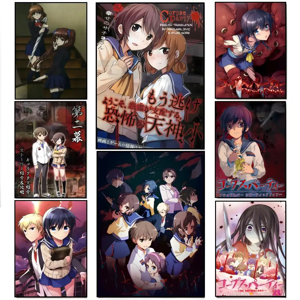 Horror Game C-Corpse Party Poster Frameless Wall Art Print, Peel-and-Stick Removable