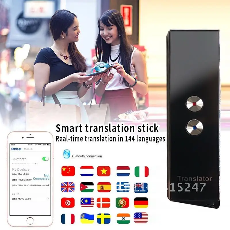 

X9 Voice Translator Synchronized Multilingual Translation Bluetooth Travel Recorder Zinc Alloy Compact Size Black/Light Purple