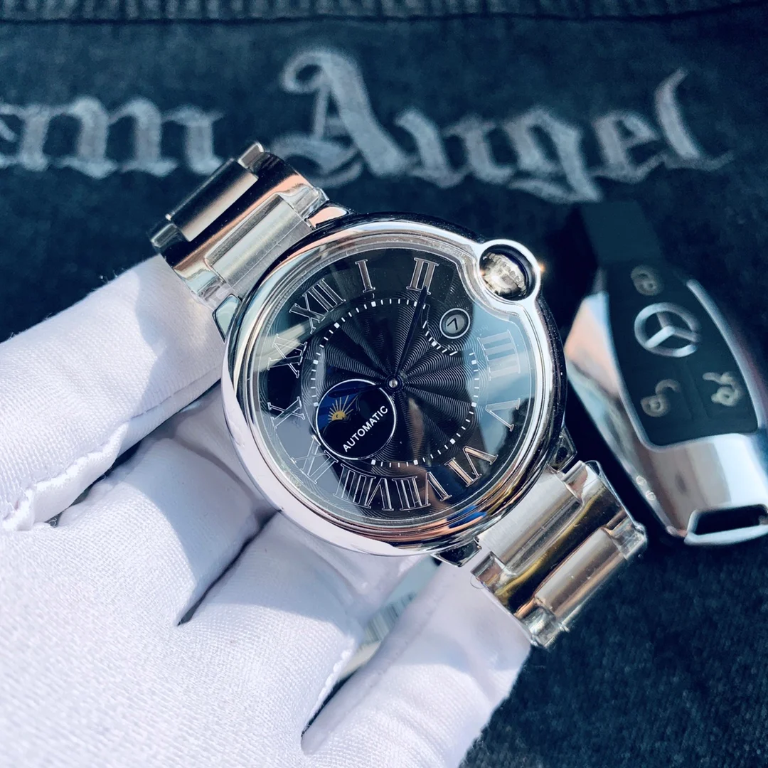 ساعة رجالية 42 ملم حزام فولاذي للأعمال والترفيه مقاومة للماء حركة ميكانيكية أوتوماتيكية يمكن تخصيص ساعة نسائية