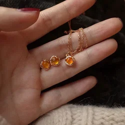 Irregular Circular Amber Stud Earrings for Women Geometric Fashion Jewelry Minimalist Accessories