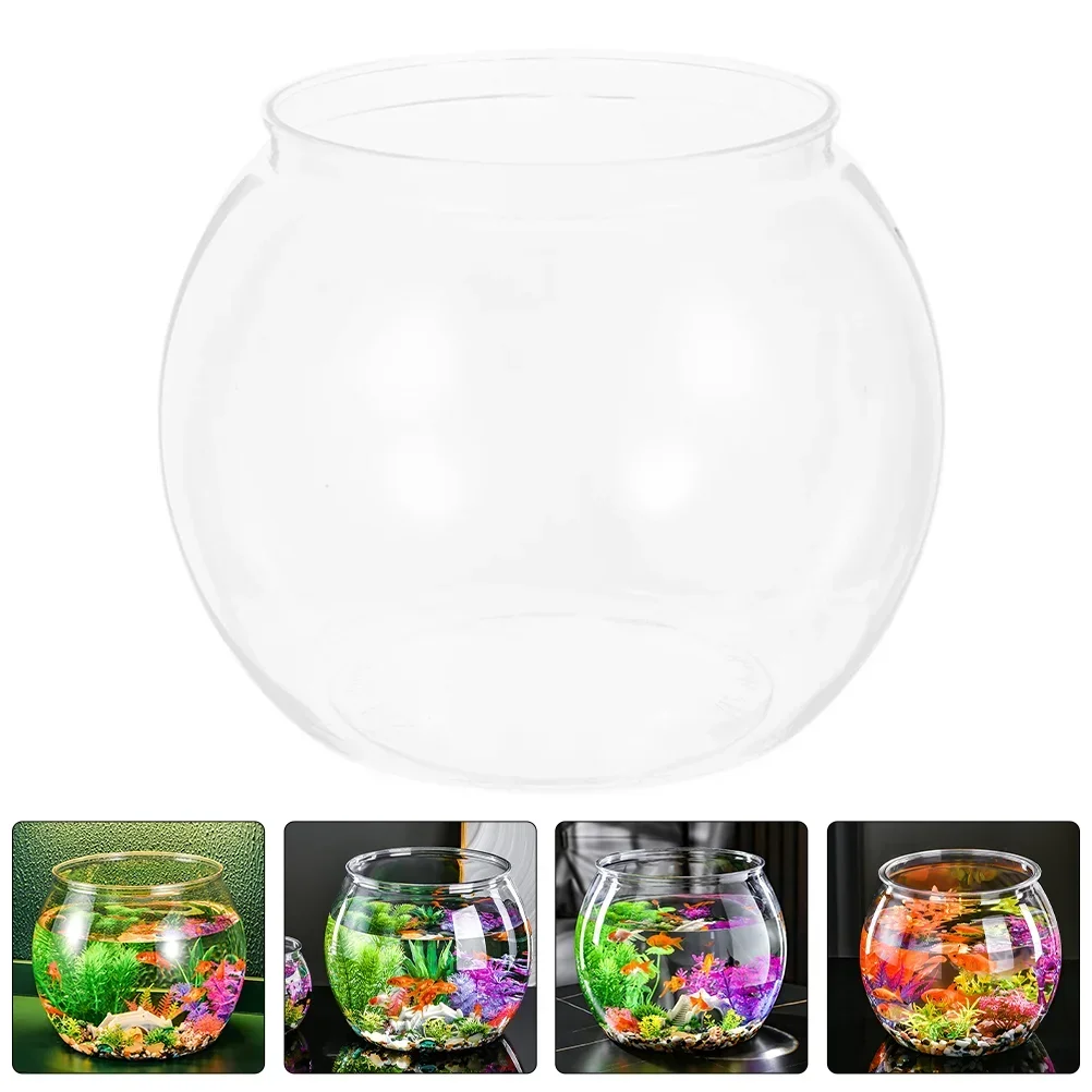 Fish Bowl Plastic Round Fish Bowl Unbreakable Vases Bowls Fish Tank Aquarium Clear Globe Hydroponic Planter Vase Pot Goldfish