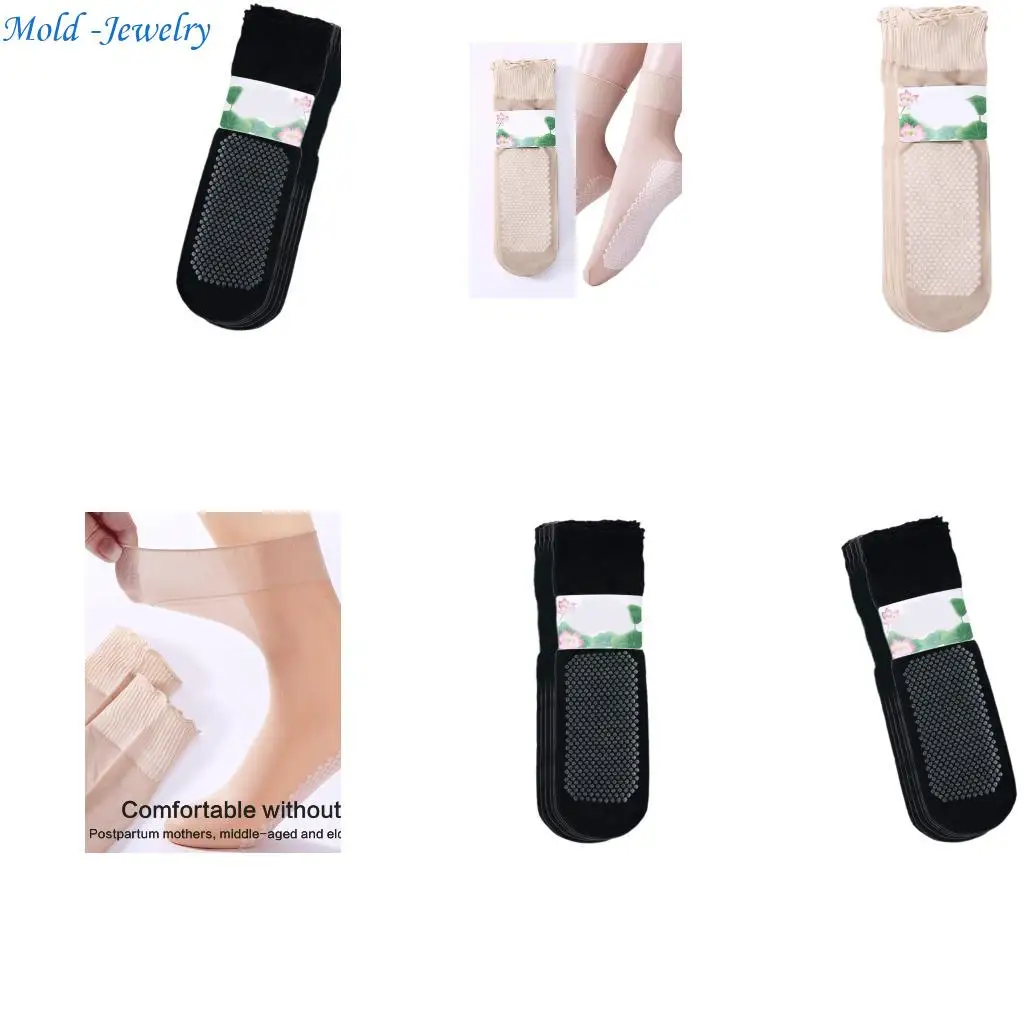 

69HB Antis-Slip Cotton Soles Ankle High Socks Ruffle Trim Frilly Sheer Socks Gifts