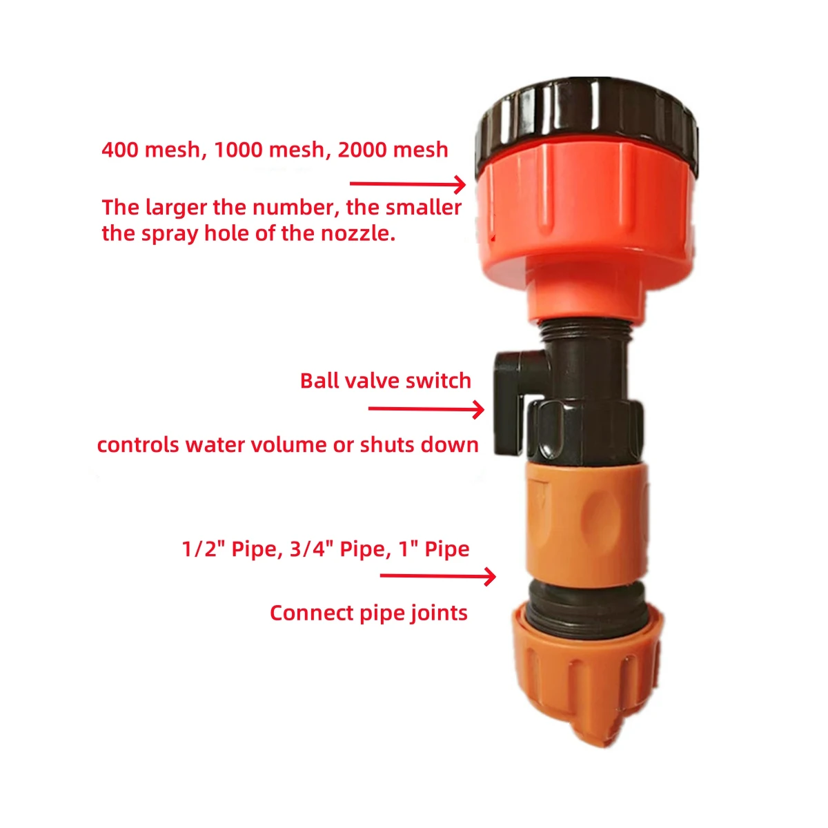 Durable Garden Sprinkler Head 400/1000/2000 Mesh Garden Greenhouse Sprayer Nozzle for 1/2" 3/4" 1" Water Pipe Watering Gun 1Pc