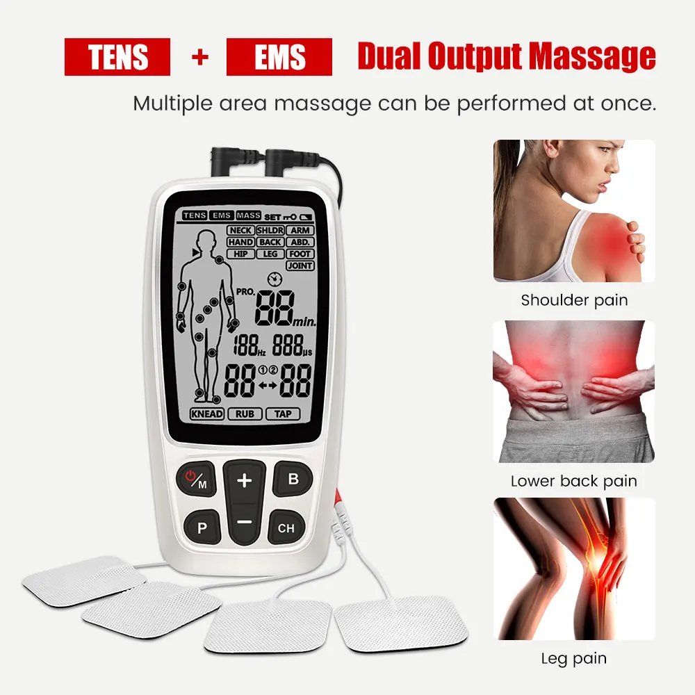 Professional EMS Muscle Therapy Stimulator Tens Unit Acupuncture Meridian Physiotherapy Pulse Abdominal Back Body Massager Tools