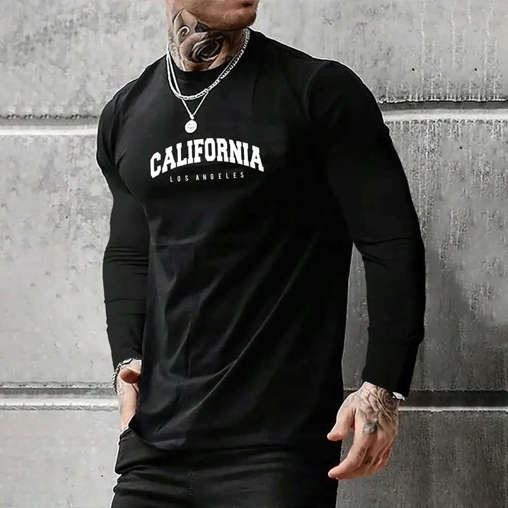 Spring And Autumn New Crewneck Long-sleeved Top Men's Outdoor Casual Loose Blazer Men's Fashion 3D Letter Printed T-shirt