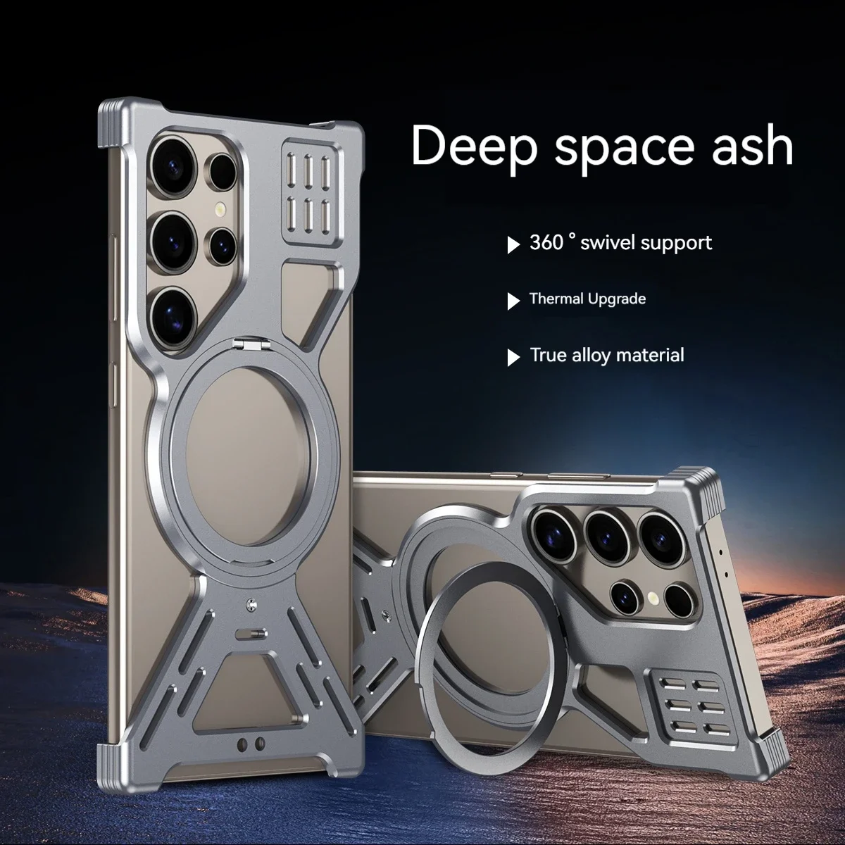 

For Samsang S25 Ultra Aluminum Alloy Frameless Phone Case For Samsang Galaxy S22 S24 S23Ultra Magnetic 360°Rotation Holder Cover