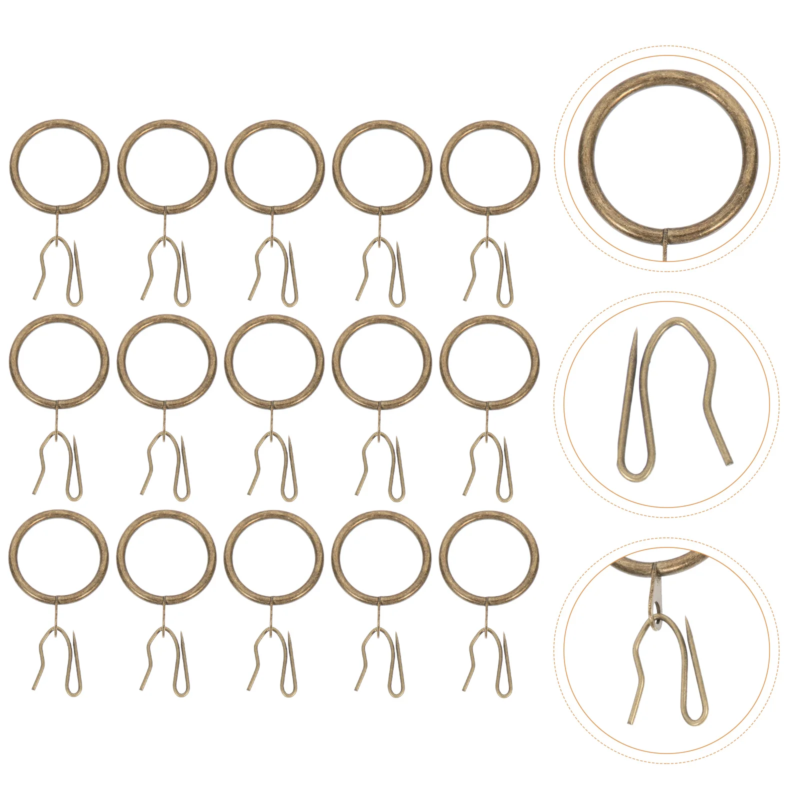 

Curtain Rings 40 Sets Retro Iron Drapery Circle Hooks Shower Fixing Bedroom Bathroom Decor Accessories Household