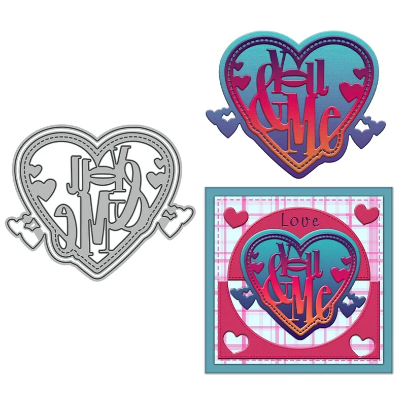 

Love Heart You & Me Cutting Dies Valentine's DIY Scrapbooking Supplies Metal Dies Knife Mold For Cards Albums Decor