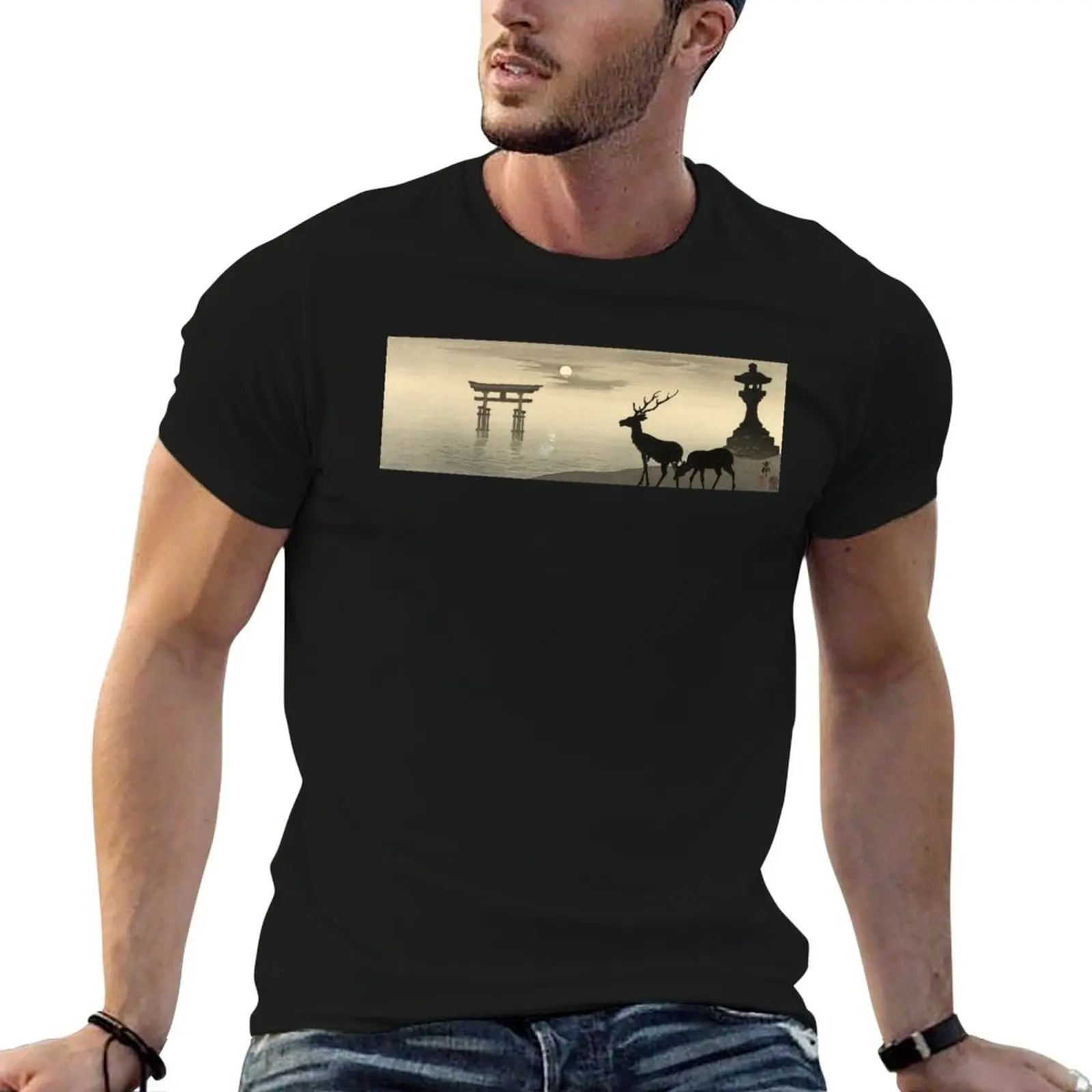 Torii, Lantern and Deer by Ohara Koson T-Shirt Lightweight Running Sports T-Shirt