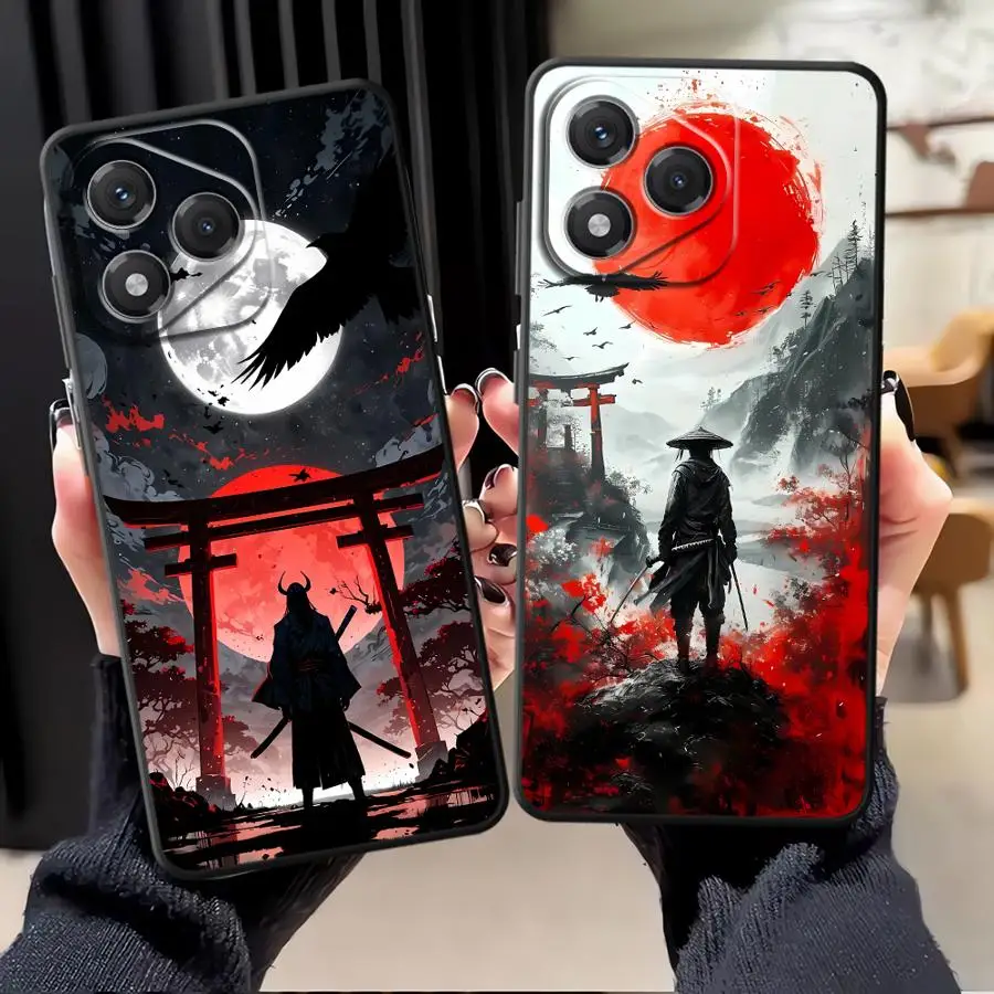 Черный мягкий чехол для телефона Honor 8X X5b 90 X8 X7 Magic5Lite 70 200 400 Lite X9a X6 Anime Samurai Design