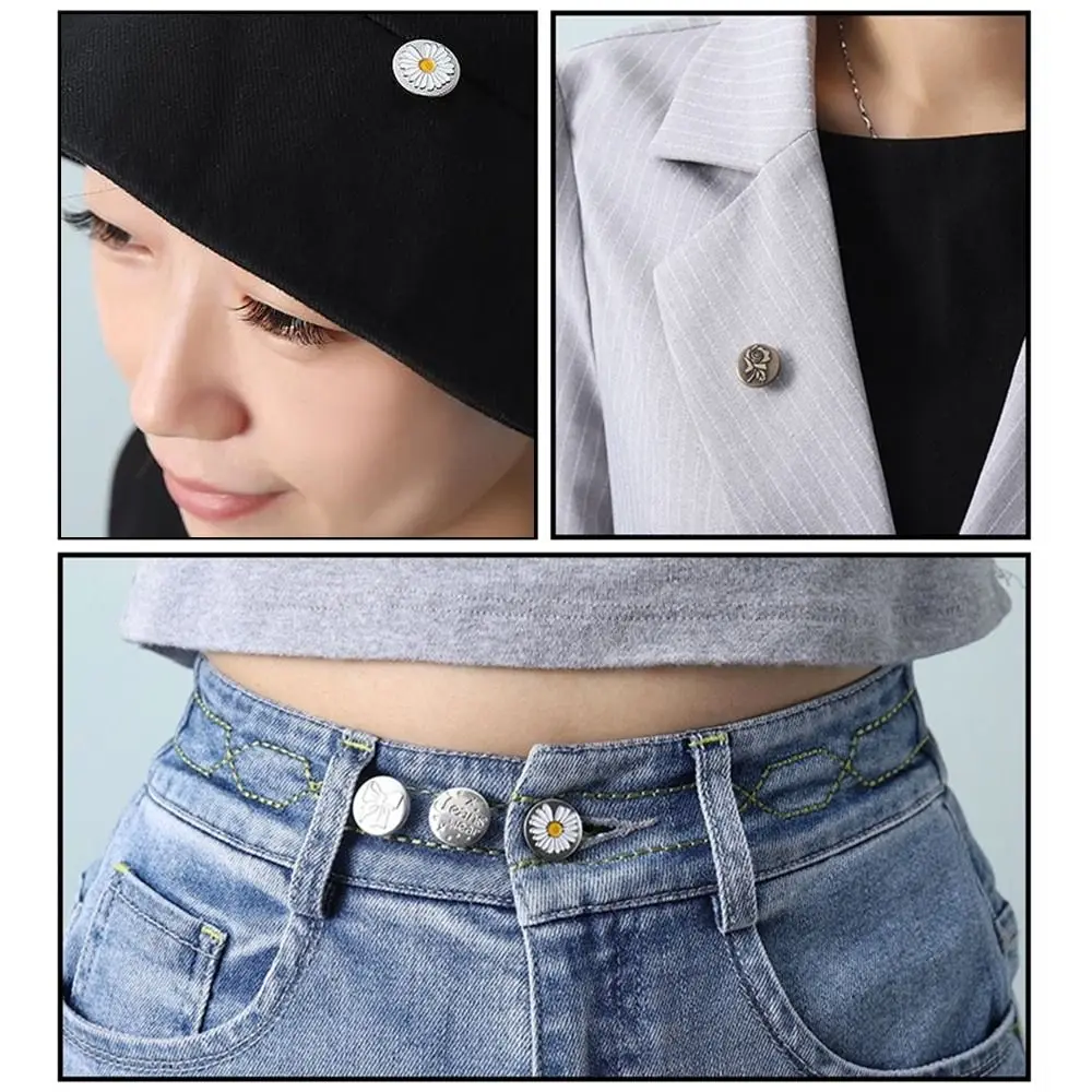 5pcs Detachable Jeans Buttons Replacement Nail-Free Button No-Sewing Metal Button Waist Adjust DIY Adjust Universal Buckle