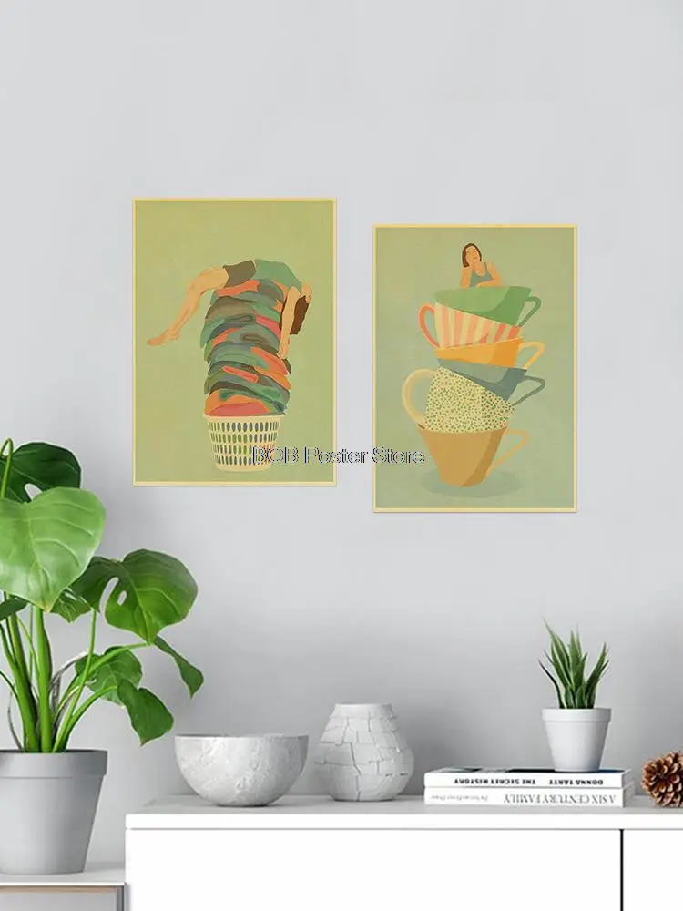 الشمال الفن الحديث الرجعية كرافت ورقة الديكور ملصق ، شخصية الوحدة ، حياة العمل ، غرفة المنزل ، مقهى ، مكتبة ، جدار مائي ، الموضة #2