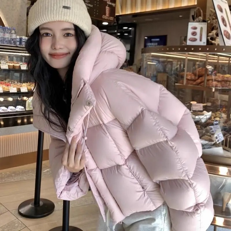 سترة نسائية شتوية جديدة لعام 2025 سترة نسائية قصيرة فضفاضة وسميكة النسخة الكورية سترة الخبز معطف بلون واحد #1
