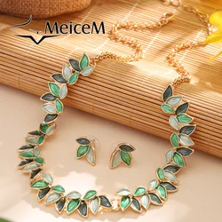 Leaf Necklaces Earrings Sets Beauty Metal Chokers Luxury Jewelry Elegant Christmas Beauty Accessories Elegant Necklace for Women