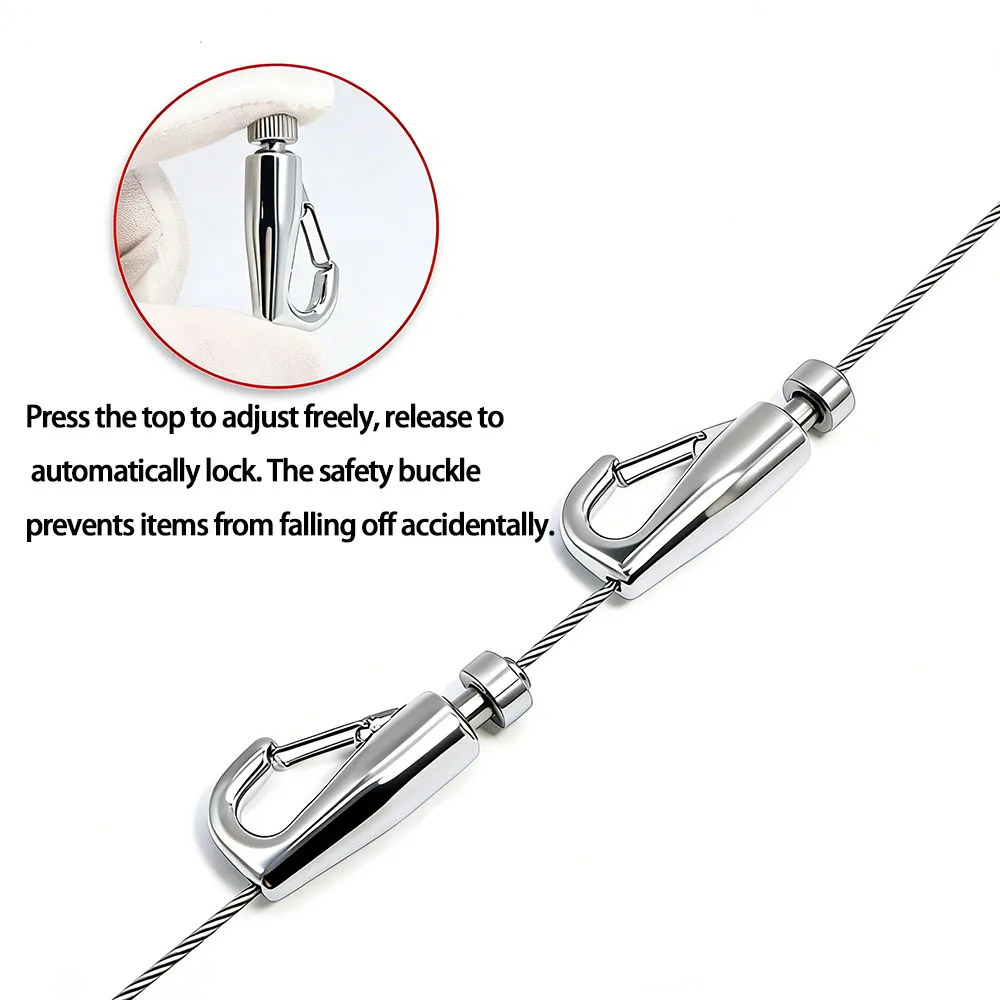 2-10PCS Stainless Steel Wire T-Shaped Nylon Snake Rope Hook Lock for Picture Suspension System Invisible Track Hanging Rope image 3