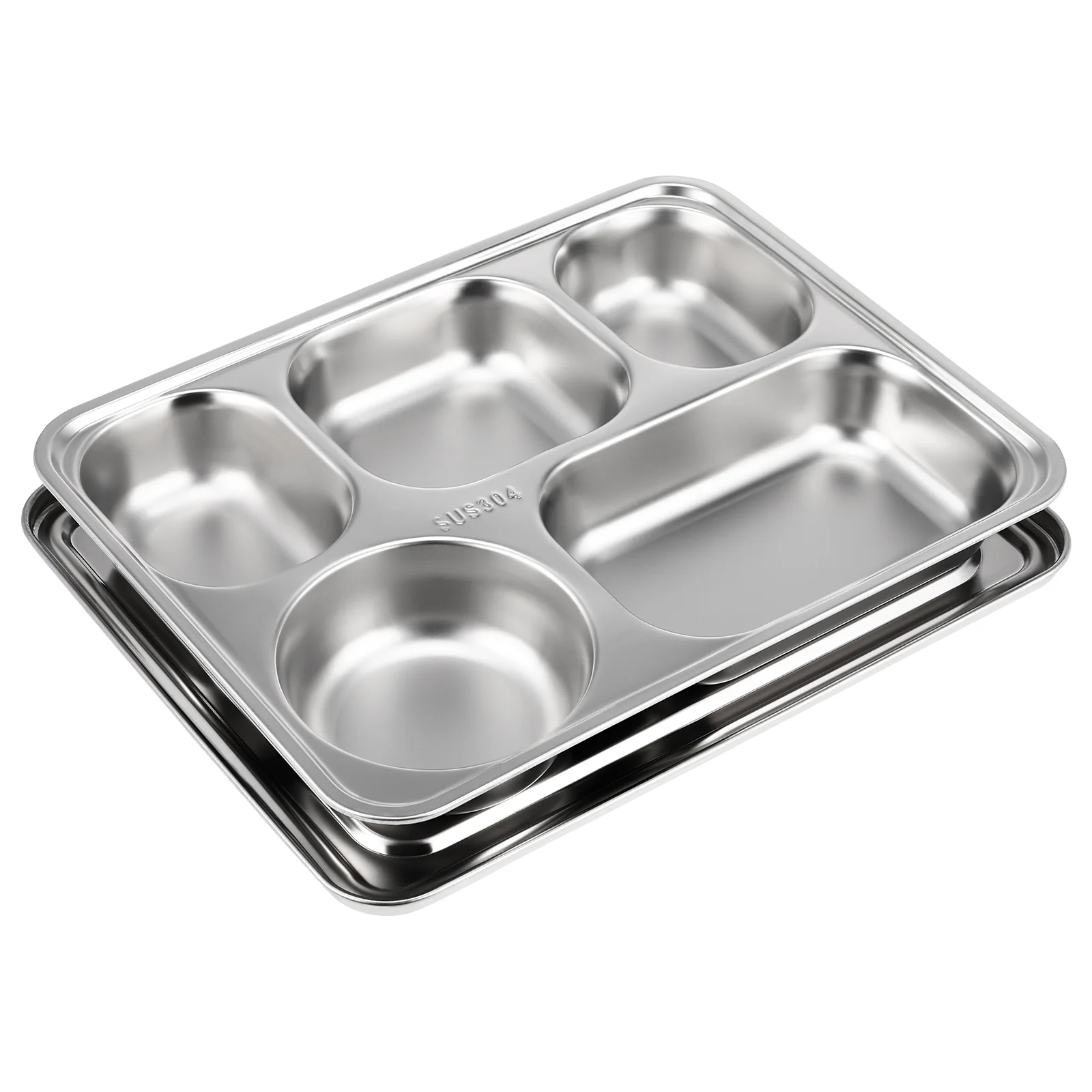 Kids Plates Snack Divided Restaurant Fruit Dish Tray Silver Stainless Steel Dinner Kitchen Child