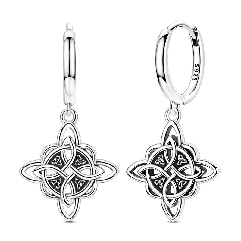 

925 Sterling Silver Earrings Women Sparkling Clover Knot Drop Earring For Anniversary Wedding Jewelry Gifts