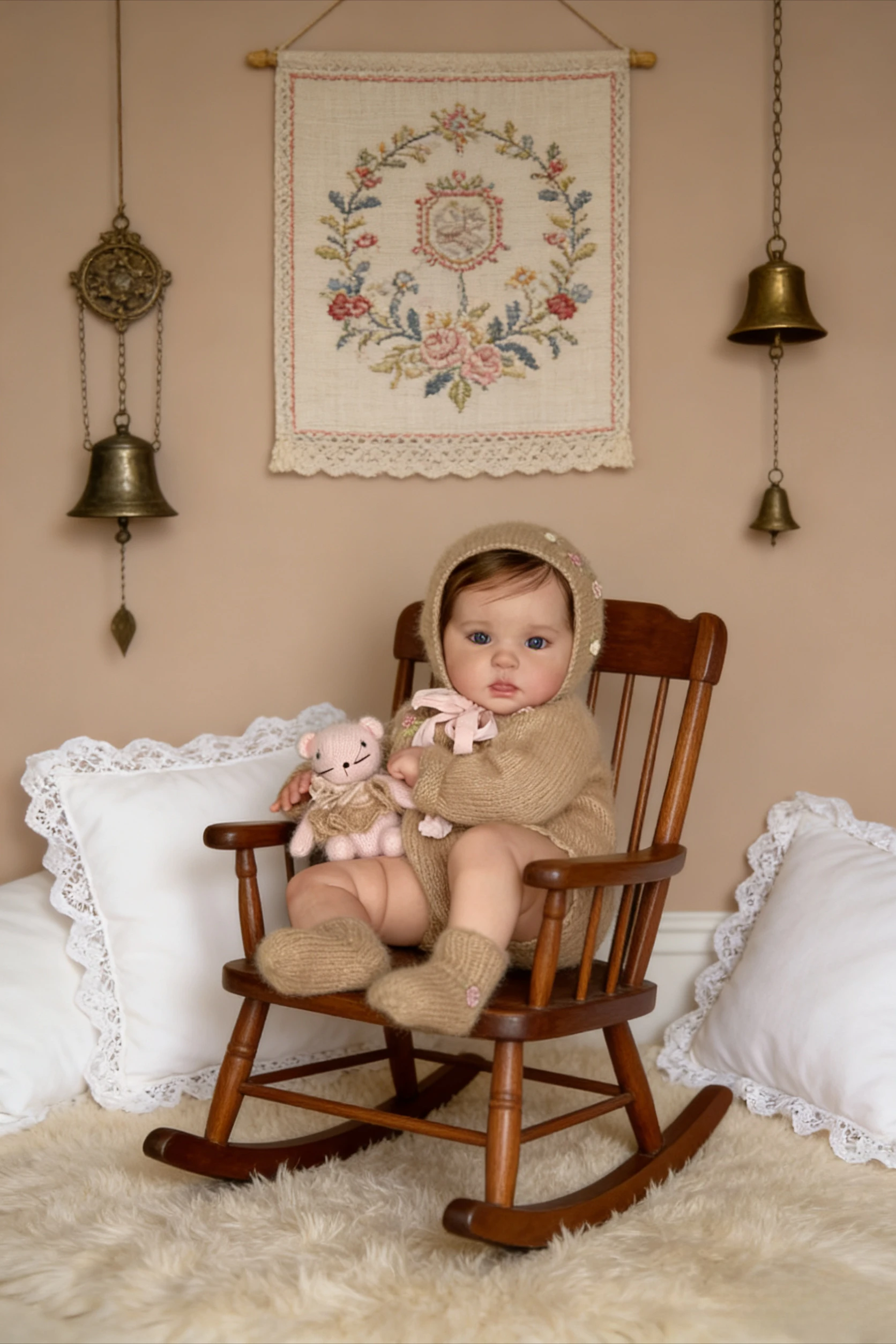 

19'' Handmade Lifelike Newborn Baby Doll with 3D Skin Rooted Hair And Visible Veins Realistic Reborn Baby Ward Doll for Collecto