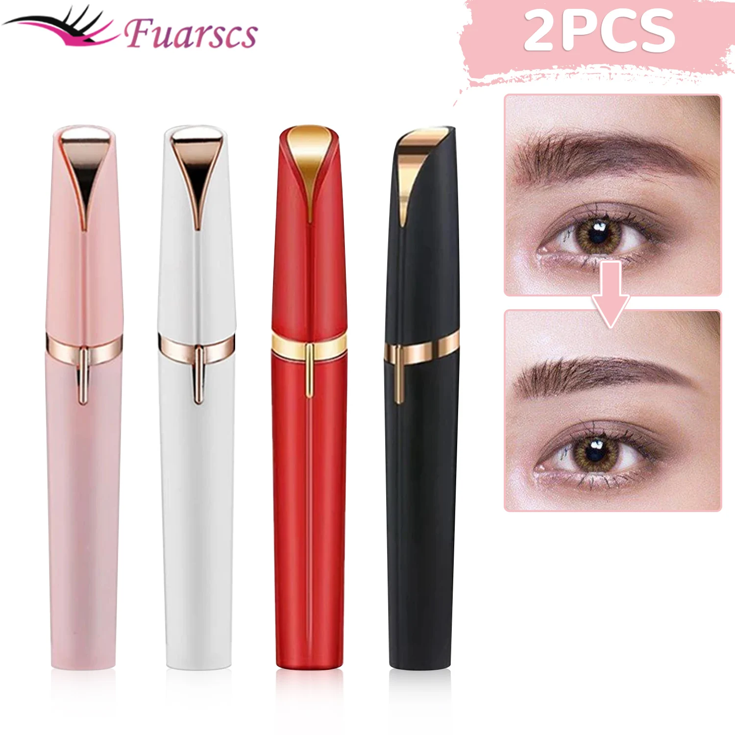 2pcs Eyebrow Trimmer Women's Eyebrow Pencil Shaver Mini Portable Hair Removal Machine Eye brow Shaper Razor Body Face Beauty