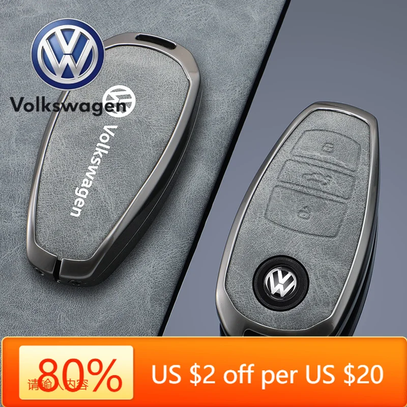 

Горячие эмблемы из цинкового сплава, кожаный чехол для дистанционного ключа автомобиля, чехол-брелок для VW Volkswagen Touareg 2017 2018 2019 2020 2021, защита