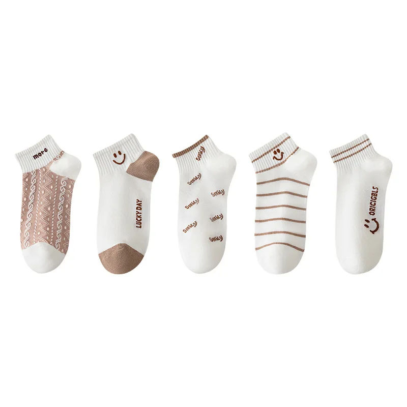 1/5 زوج من الجوارب القصيرة اللطيفة والبسيطة والمريحة للنساء مناسبة لربيع وصيف، جوارب قصيرة غير رسمية متعددة الاستخدامات منخفضة القطع #6