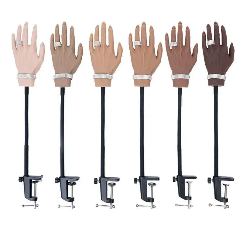 Silicone Artificial Manicure Practice Hand Model With Stand Nail Art False Practice Finger