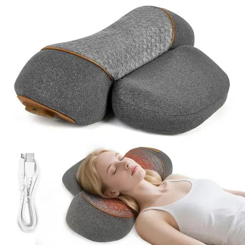 Imagen 1 del producto Almohada masajeadora de cuello 3 en 1 para tejido profundo de hombros, con función de calefacción y tracción, Corrector de joroba para mujeres
