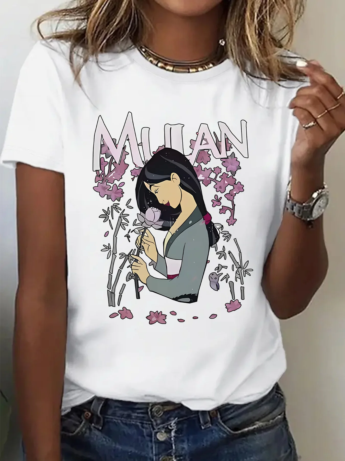 

Футболка Mulan Disney New Model, стильная одежда, одежда на все времена года, оверсайз, унисекс, хлопковая, для пар, популярный товар, высокое качество