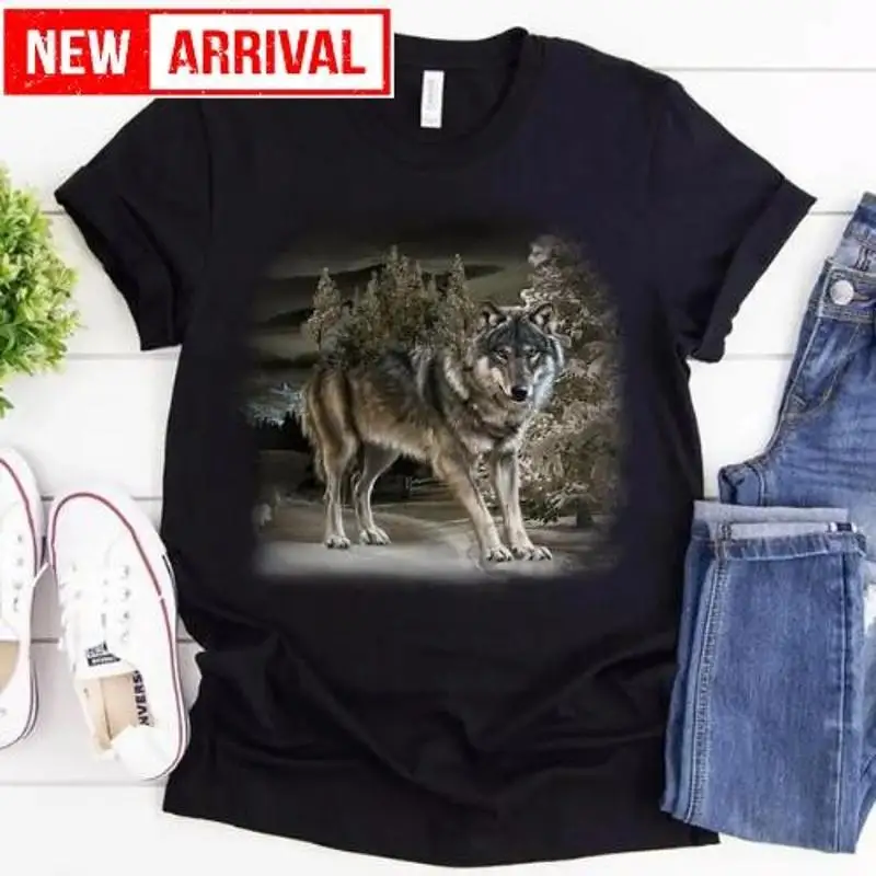 

Wolf T Shirt Classic Y2K Style Cotton Animal Vintage