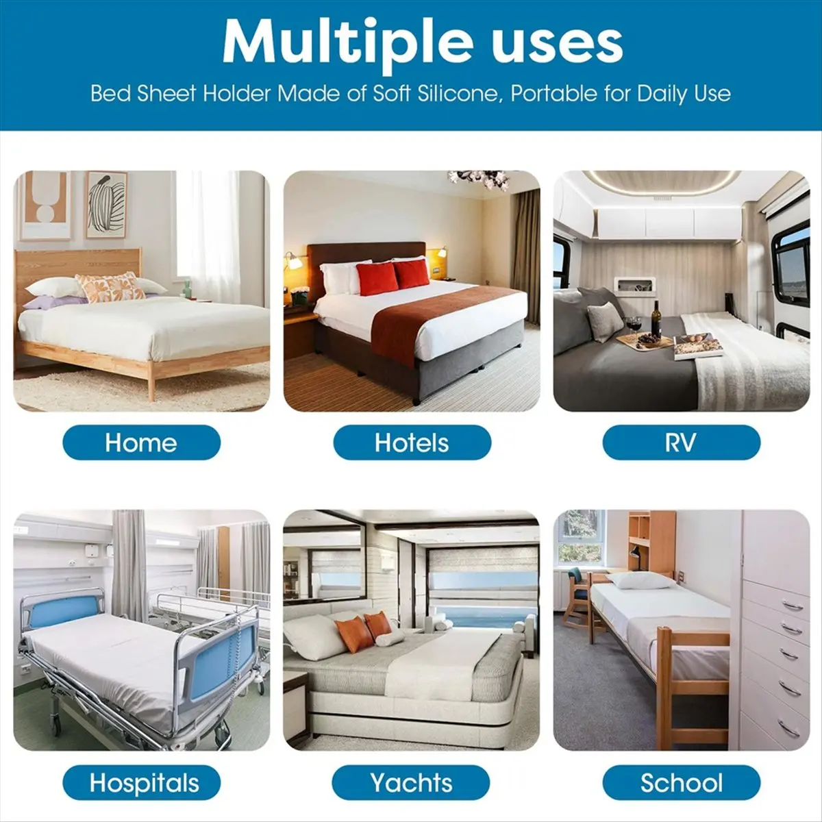 

AA83 Bed Sheet Holders,Fitted Sheet Straps Holder Sheet Clips,Keep Sheets Firm&Tight in Place Heavy Duty Silicone 4Pack A