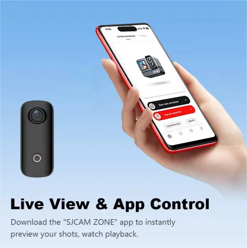 JSS SJCAM C100/C100 + كاميرا إبهام صغيرة 1080P30FPS/4K30FPS H.265 12MP 2.4G WiFi 30M مقاومة للماء كاميرا فيديو DV رياضية