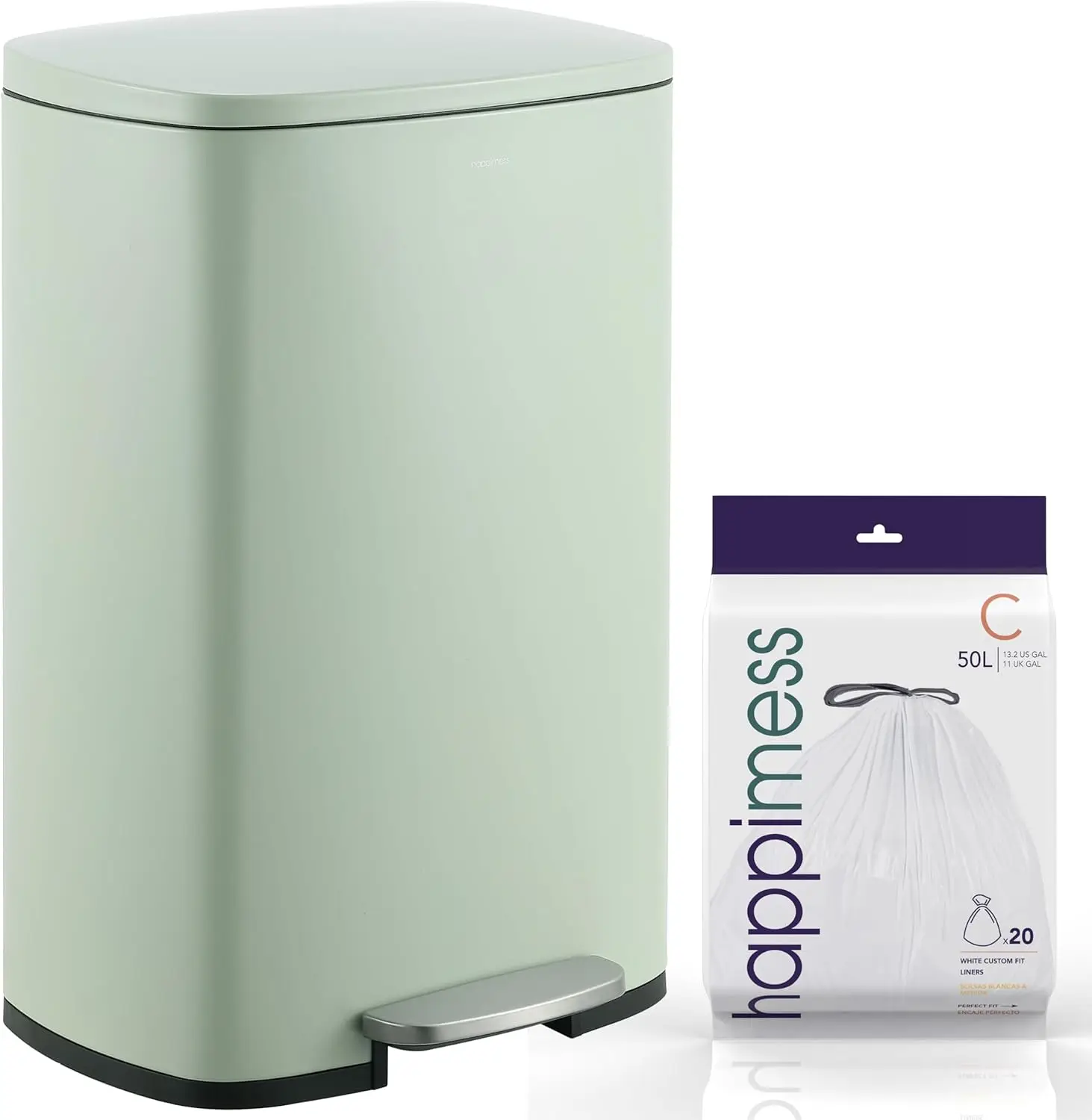 

HPM1006E Connor Rectangular 13-Gallon Trash Can with Soft-Close Lid and Free Mini Trash Can, Fingerprint Resistant, Modern, Mini