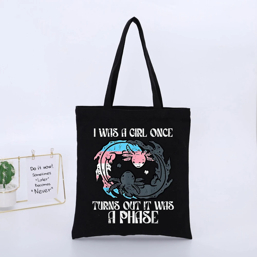 Fantasy Creature Print Canvas Tote Bag with Typography, Casual Style for Daily Shopping